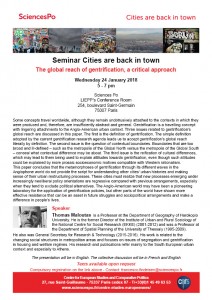 [Séminaire Cities are back in town] Thomas Maloutas, « The global reach of gentrification, a critical approach », mercredi 24 janvier 2018, 17-19h.