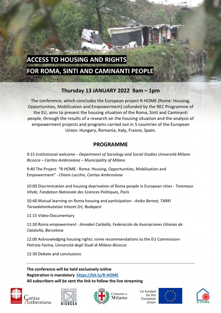 [Seminar] Final Conference of the R-HOME Research Project, « Access to Housing and Rights for Roma, Sinti and Caminanti People, 13 January 2022